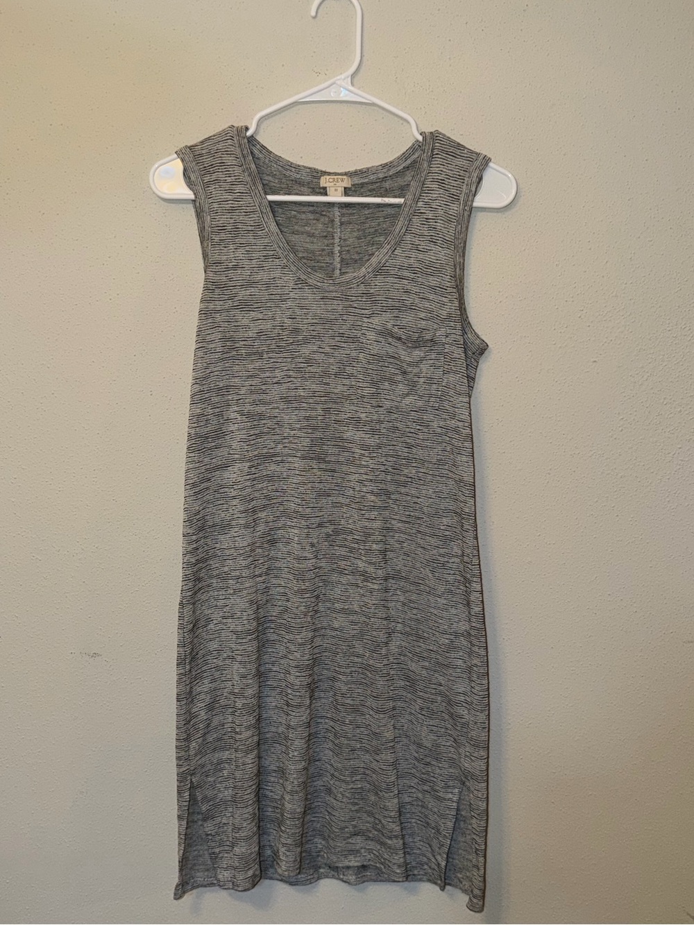 J. Crew Gray Striped Sleeveless T-Shirt Dress